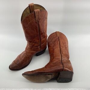 Tony Lama Gold Label Mens Pecan Leather Cowboy Western Boot 10.5 EE 5084 USA